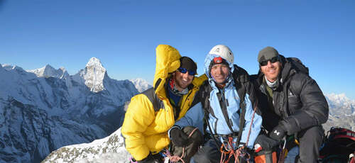 Clients on summit of Island peak
