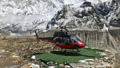 helicopter landed at annapurna base camp