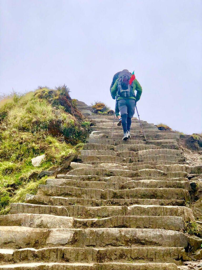 Trekking guide and hikers on the Annapurna Circuit