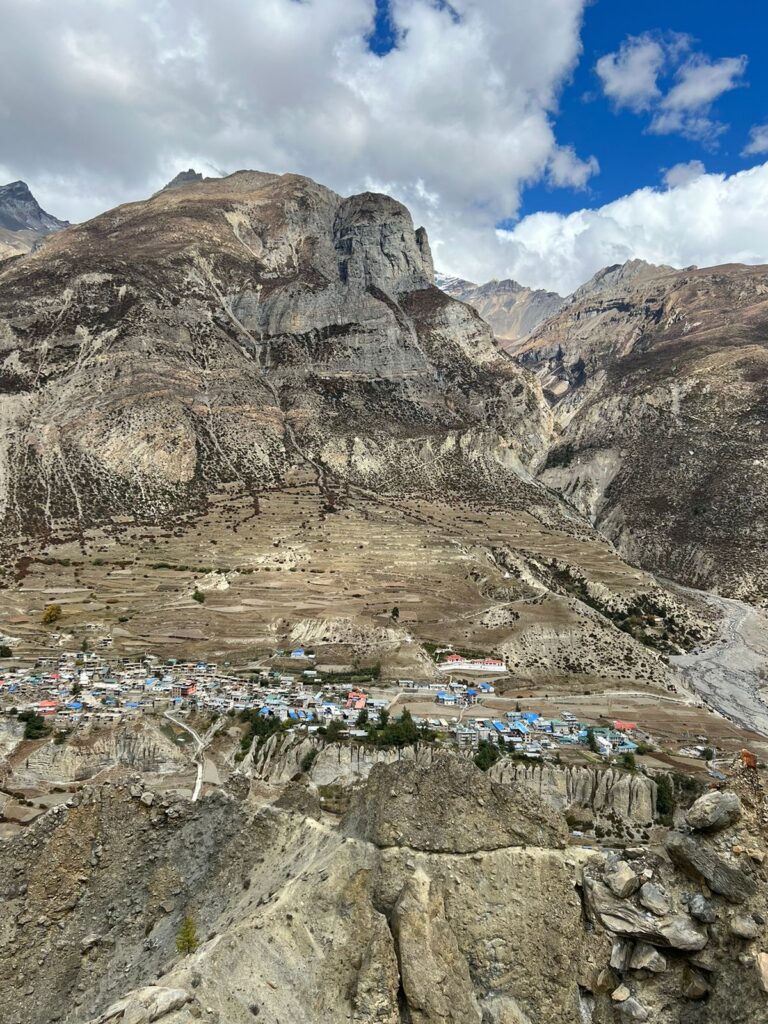 View over Manang village in Nepal